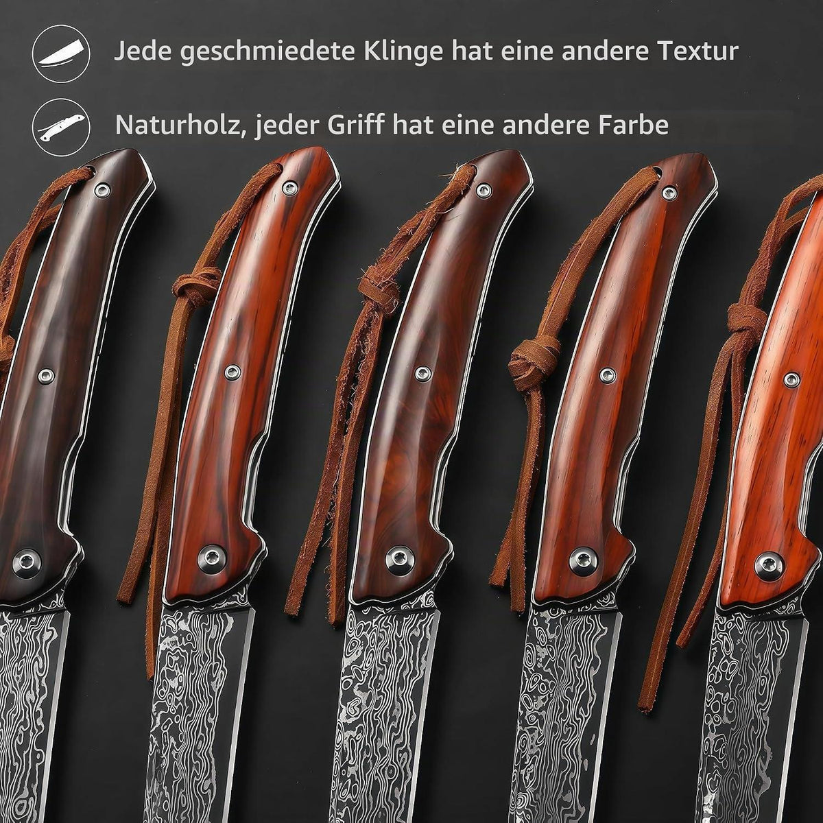 Damast Klappmesser VG10 – Holzgriff & Lederscheide
