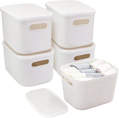 Aufbewahrungsbox mit Deckel 5er Set Weiß 7L Organizer Kit