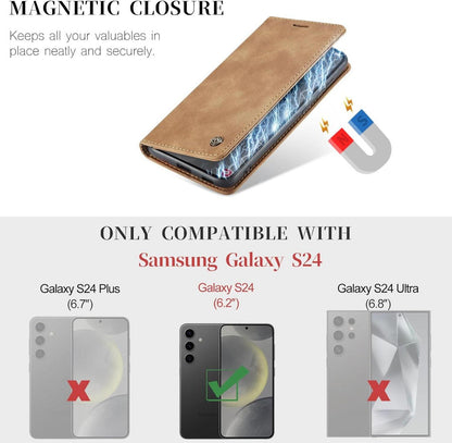 Samsung Galaxy S24 5G Handyhülle Lederhülle Flip Case Braun