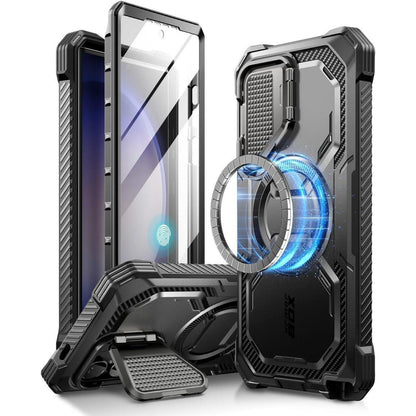 Galaxy S24 Ultra Hülle mit Kameraschutz und Ständer, Schwarz