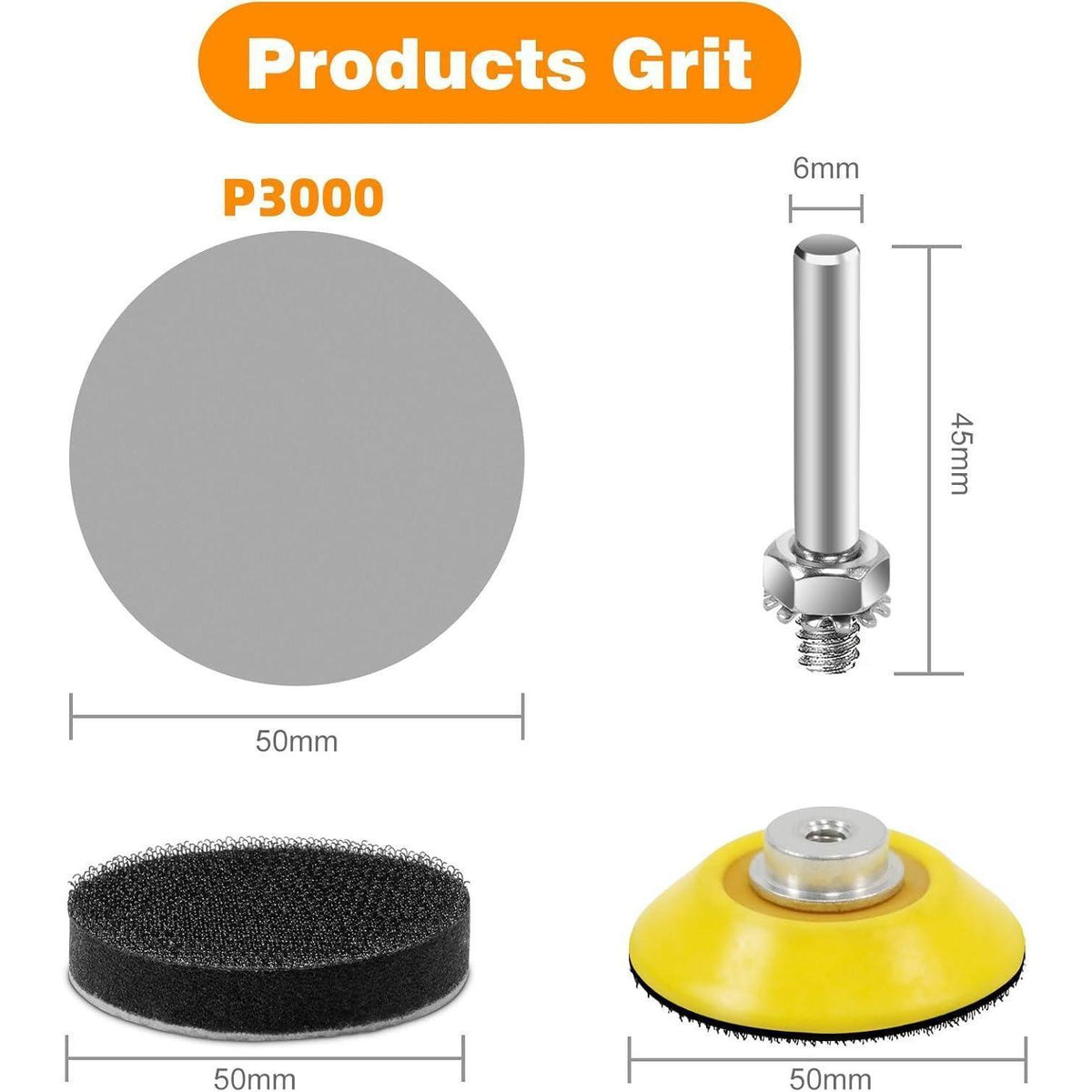 Schleifpapier 50mm Klett 100 Stück Körnung 3000 für Bohrmaschine