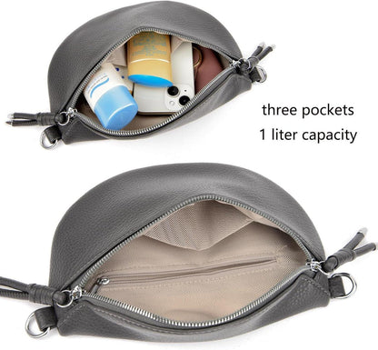 Umhängetasche Damen Bauchtasche Crossbody Bag Stylisch Dunkelgrau