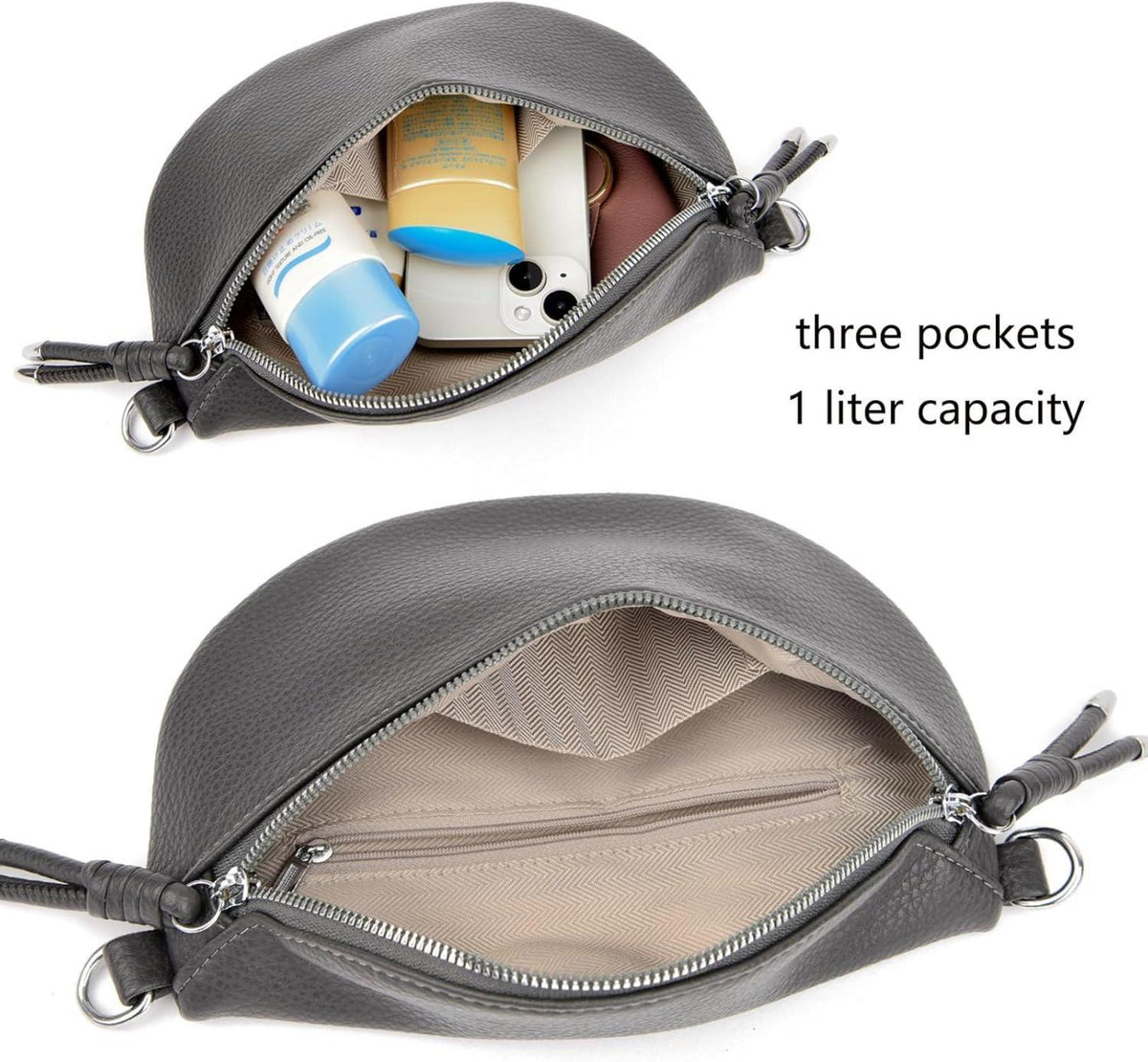 Atgbiem Umhängetasche Damen Crossbody Bag Dunkelgrau mit Kreditkartenhalter