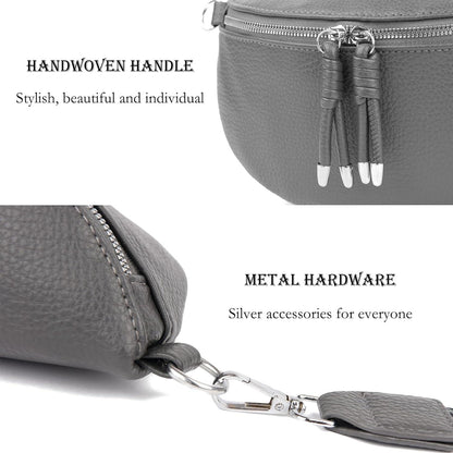 Damen Umhängetasche Crossbody Bag breiter Gurt Dunkelgrau Kreditkartenhalter