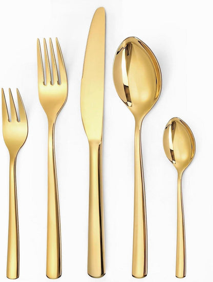 Goldenes Besteck Set 6 Personen Edelstahl 30-teilig Glänzendes
