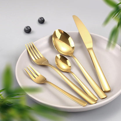 Goldenes Besteck Set 6 Personen aus Edelstahl 30-teilig spülmaschinenfest