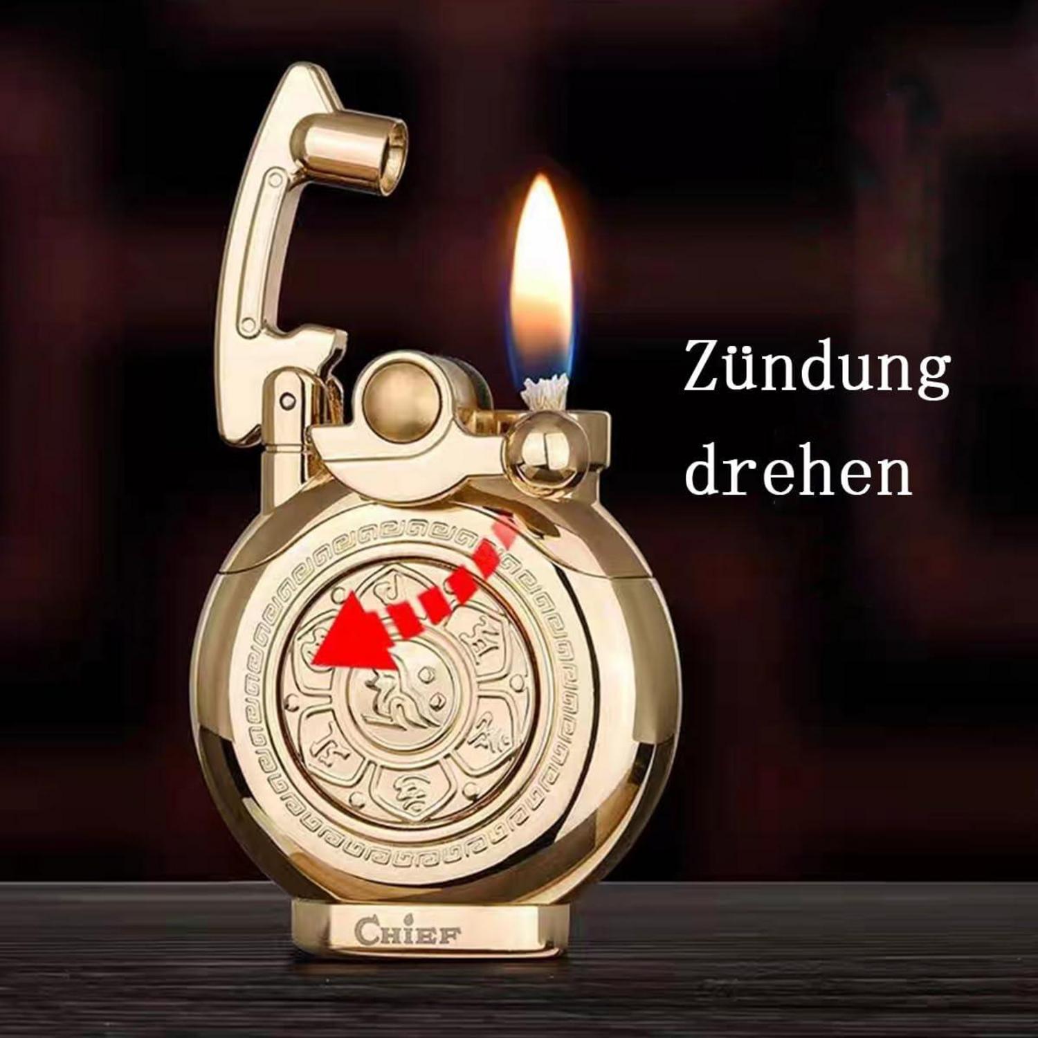 Vintage Antikes Feuerzeug wiederverwendbar winddicht in Gold