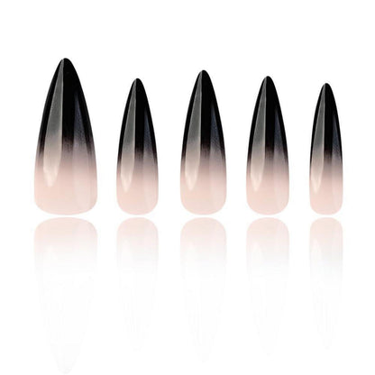 MouyouGlow Stiletto Halloween Nägel – Nude Schwarz Gothic