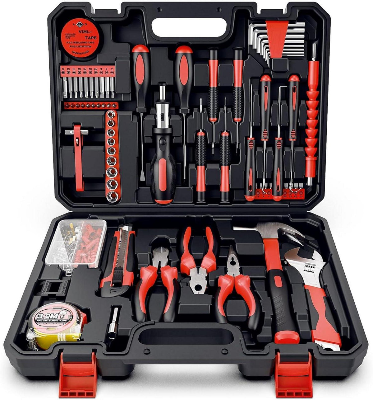 Werkzeugkoffer 205tlg Haushalt Werkzeug Set Schraubendreher Hammer