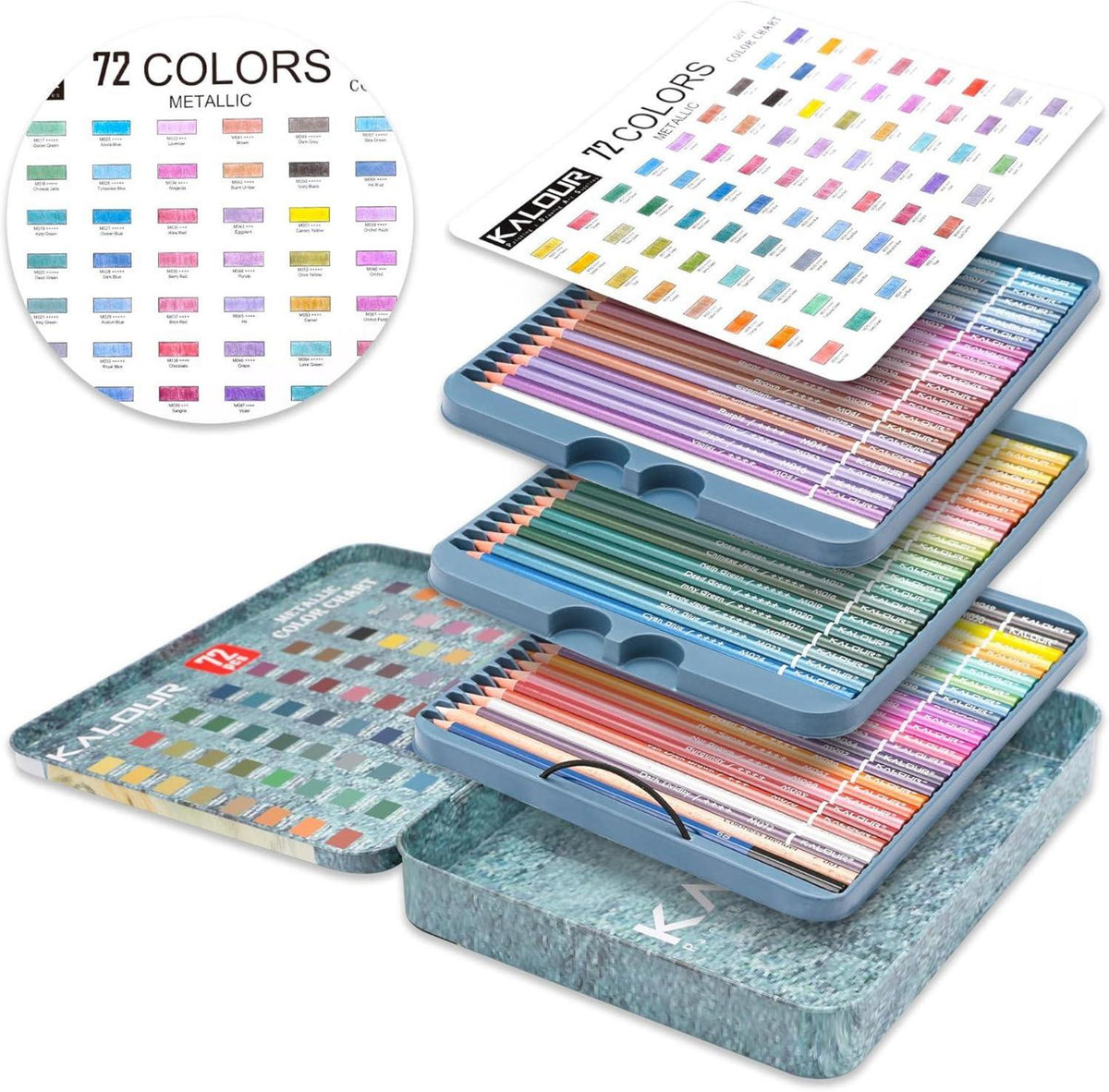 Kalour Metallic-Buntstifte Set 72 Stück für Erwachsene & Anfänger