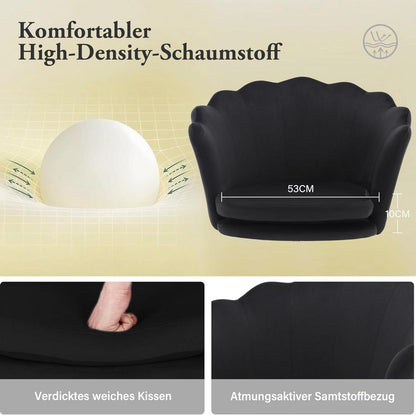 Bürostuhl Samt Schwarz Gold höhenverstellbar mit Rädern
