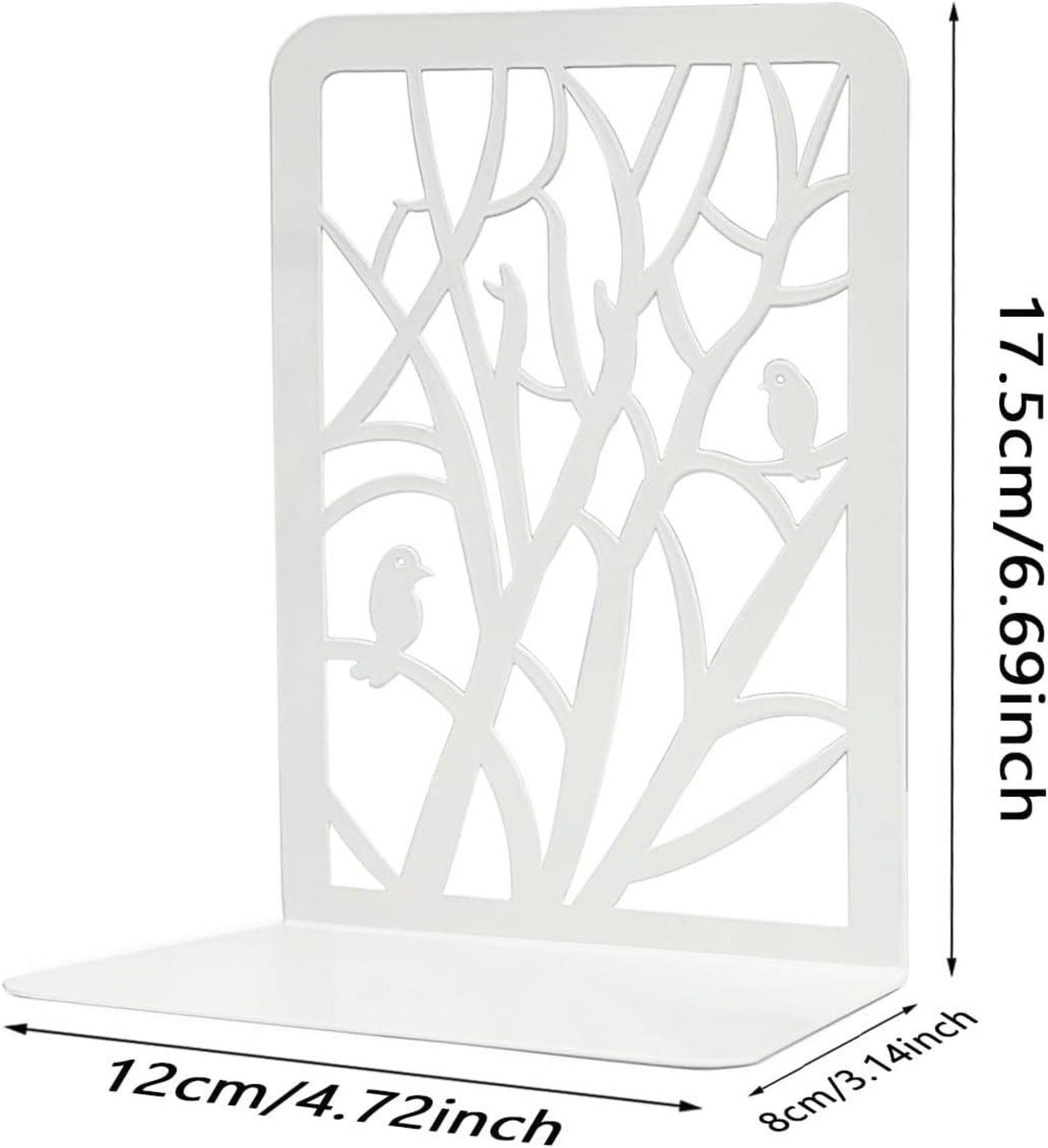 Qualsen Bücherstütze Metall: Vintage Baum & Vogel Design, 2