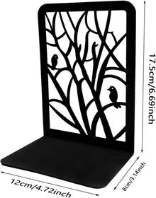 Qualsen Buchstütze Metall Schwarz Vogel Baum Design (2