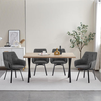 Drehbarer Esszimmerstuhl Set 4er – Grau in Lederoptik