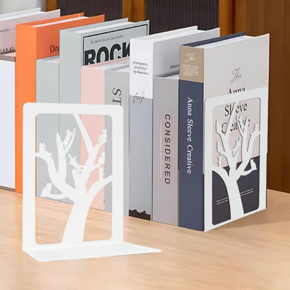 Qualsen Metall Bücherstützen Baum Katze Design 2 Paar