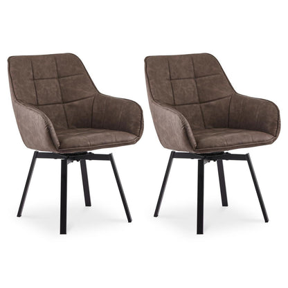 Drehbare Esszimmerstühle 2er Set Braun in Lederoptik