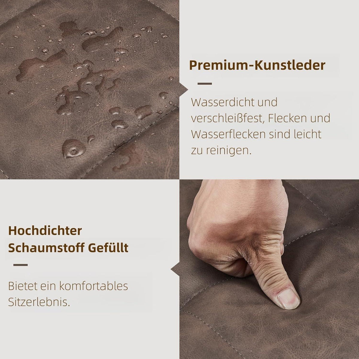 Drehbarer Esszimmerstuhl Set 4er – Braun, Armlehne in Lederoptik