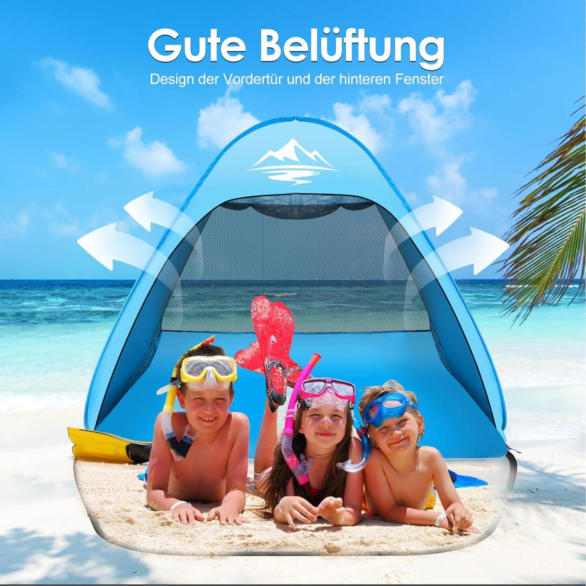 Strandmuschel Pop Up Zelt UV50+ Schutz für Strand Camping&Wandern