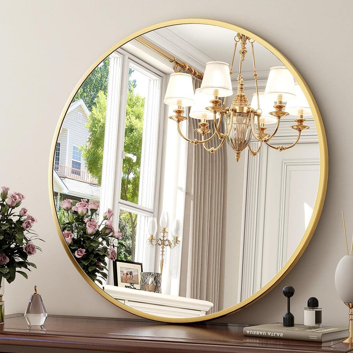 Wandspiegel Rechteckig Mattes Gold 80x80 cm