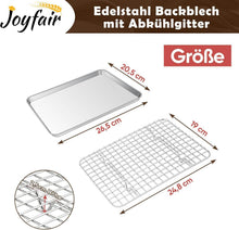 Joyfair Backblech mit Abkühlgitter Edelstahl Set 26,5 x 20,5