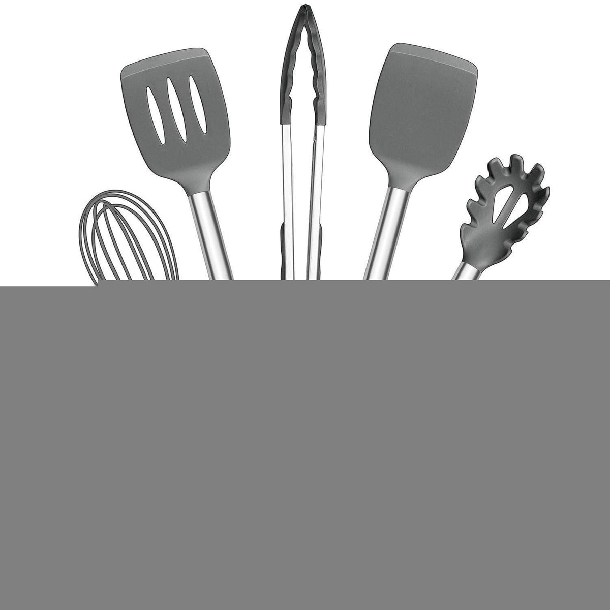 Küchenhelfer Set 7-teilig Silikon, Grau, Hitzebeständig, Antihaft