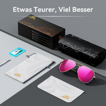 Piloten Sonnenbrille Herren Damen Polarisiert Metall Retro UV400