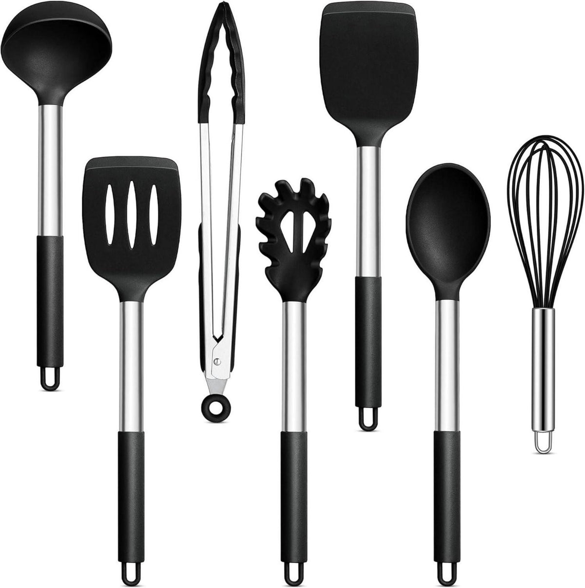 Küchenhelfer Set 7-teilig Schwarz Silikon Hitzebeständig