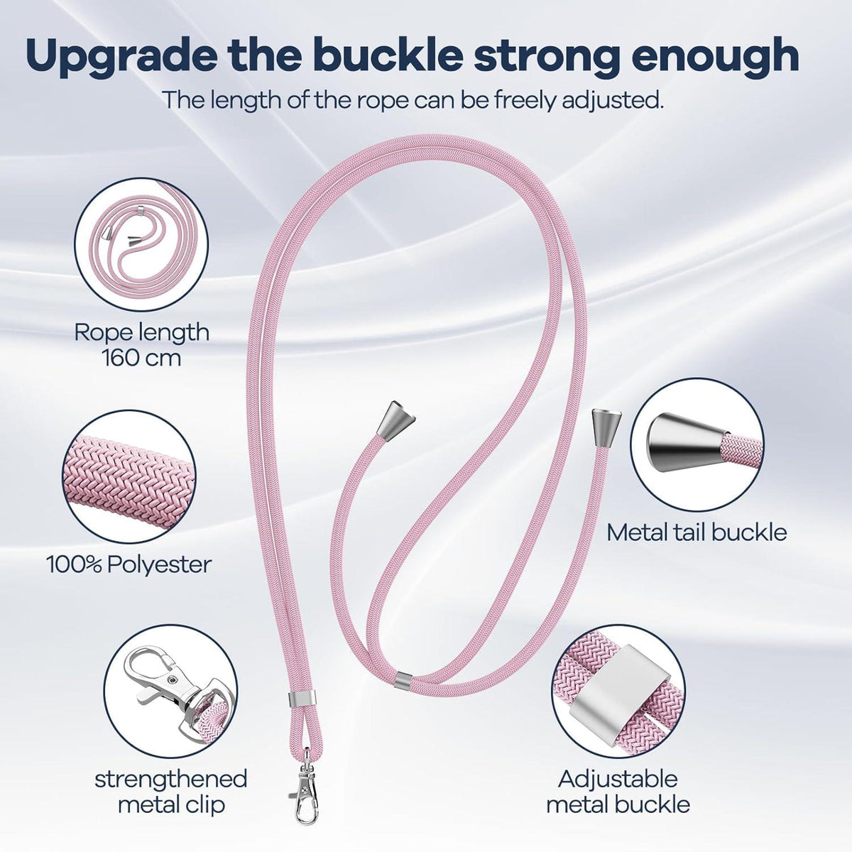 Caslord Handykette Universal mit 2 Stück Patch Roségold