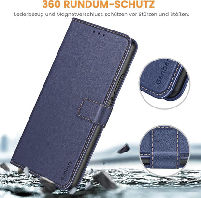Premium Leder Handyhülle Samsung Galaxy A25 5G Blau