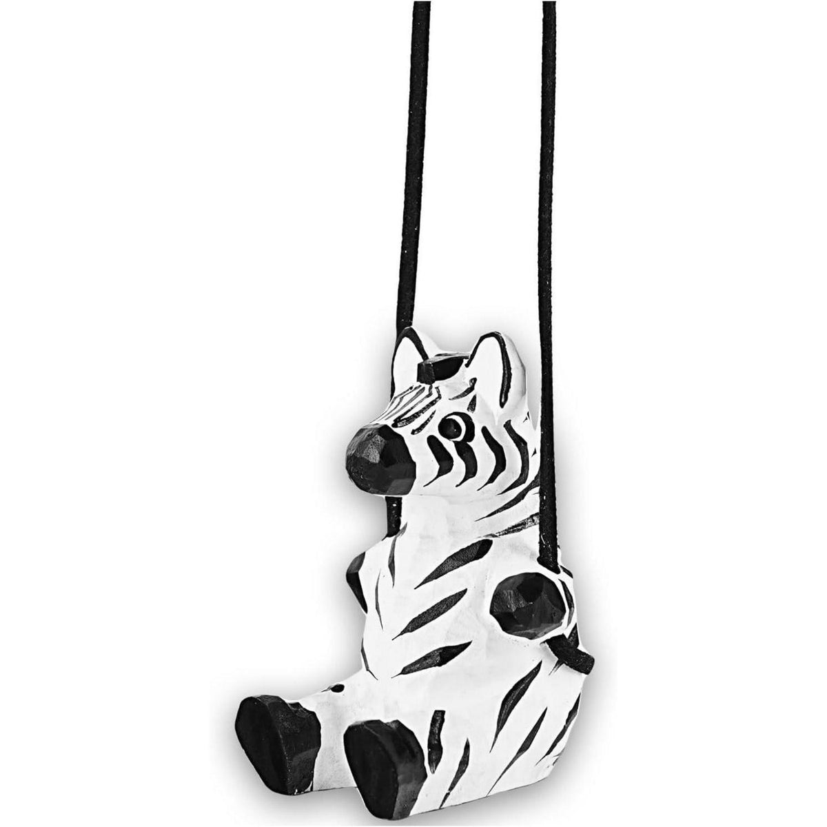 Handgefertigter Holz-Zebra Autoanhänger – Schaukel-Dekoration für Rückspiegel