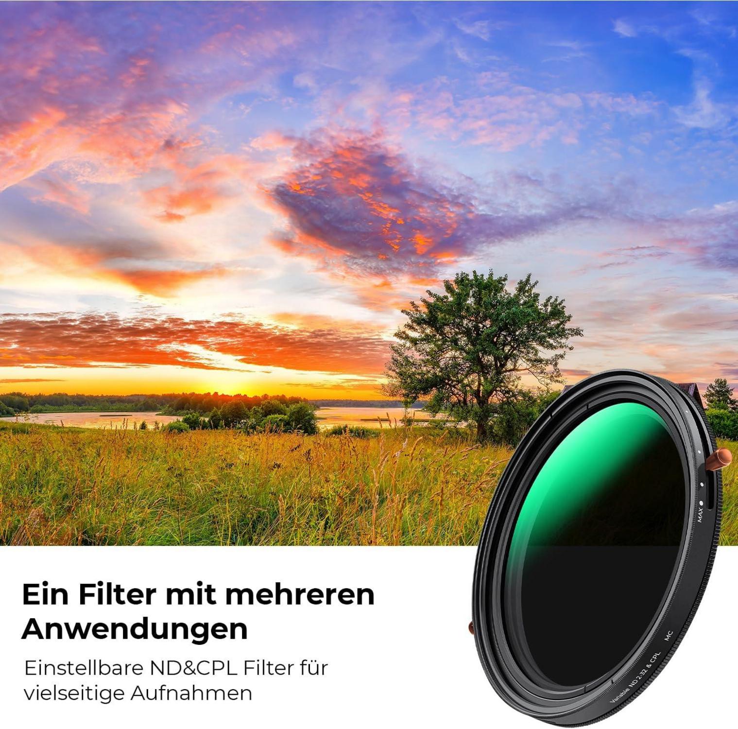 58mm ND CPL-Filter 2-in-1 multifunktionaler Graufilter Polfilter