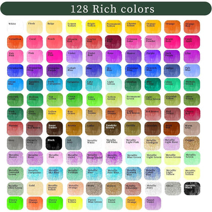 Aquarellfarben Set 128 Farben mit Zubehör, für Anfänger & Profis