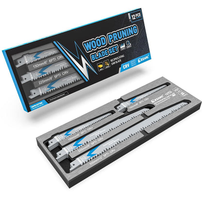 EZARC Säbelsägeblätter-Set 12tlg Holz Baum schneiden Organizer-Box