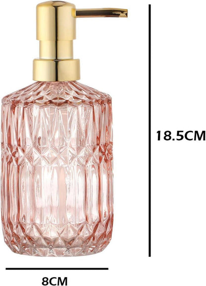 Nachfüllbarer Seifenspender aus dickem Glas in Rosa