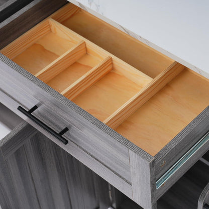 Freistehende Kücheninsel mit Klappplatte & Rollen – Gray