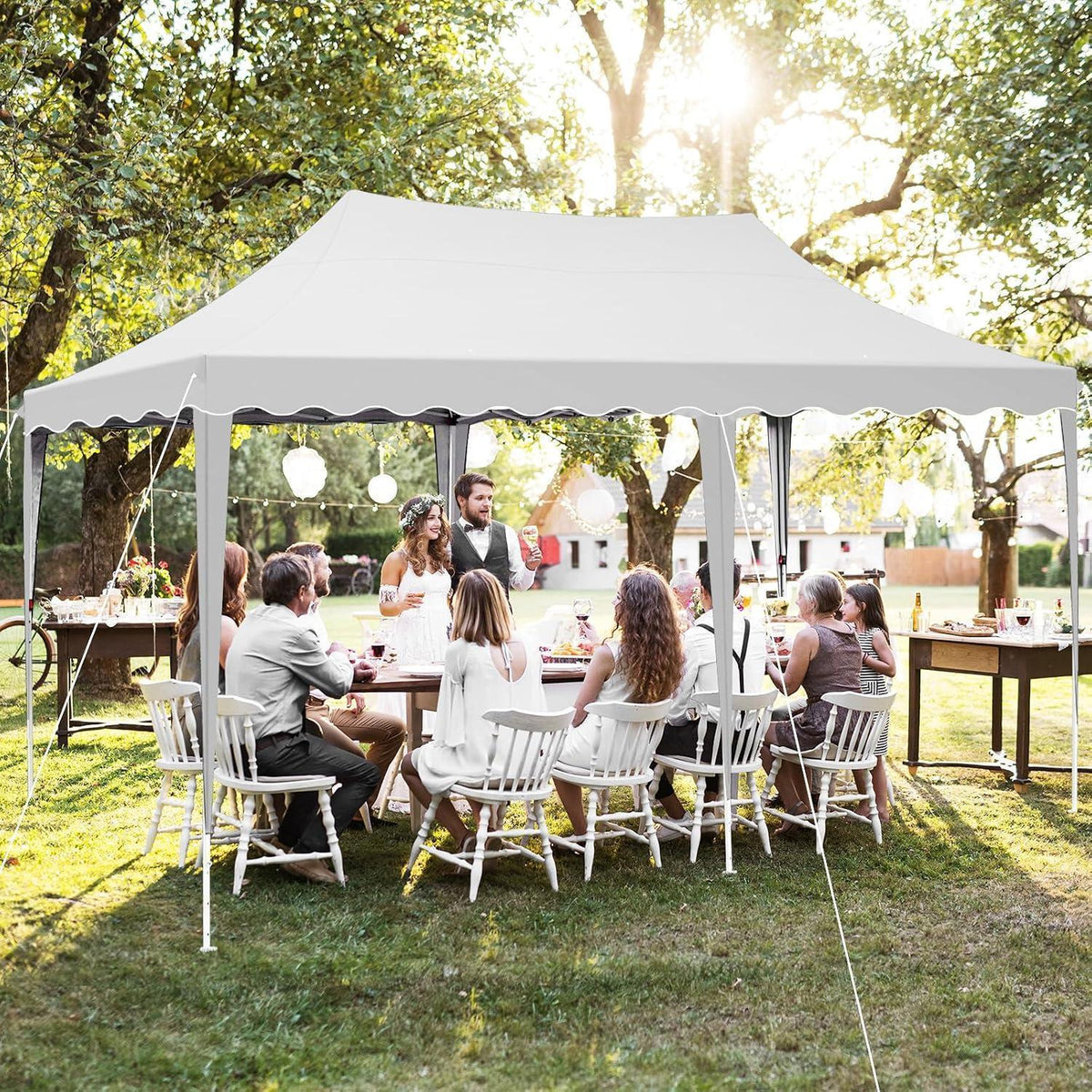3x6m Faltpavillon Wasserdicht mit 6 Seitenwänden & Zubehör