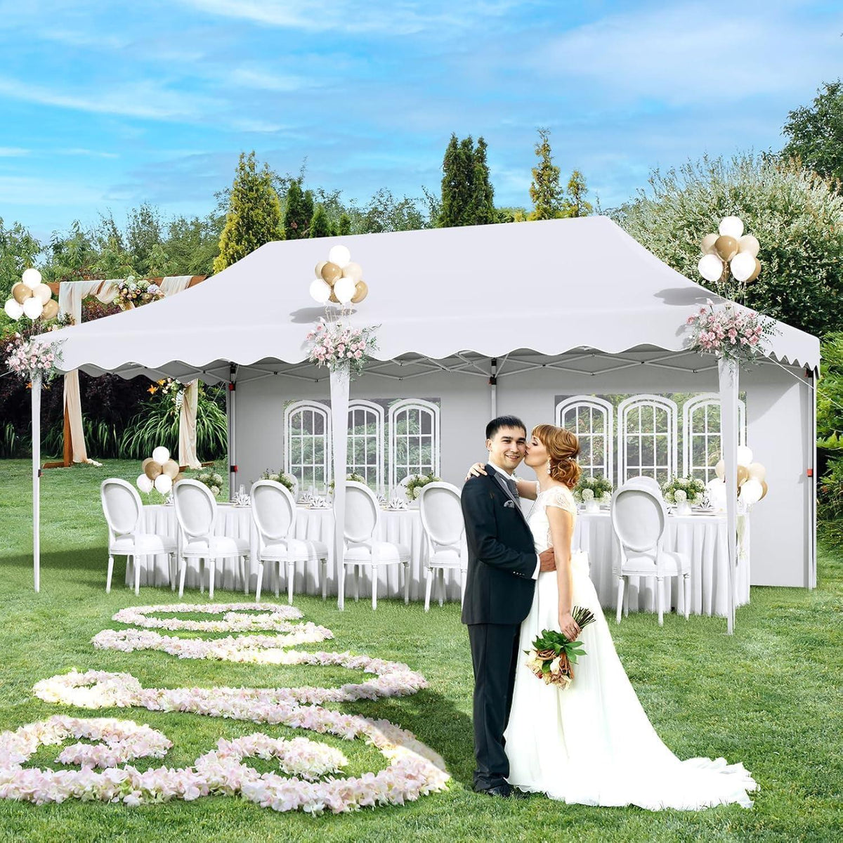 3x6m Faltpavillon Wasserdicht mit 6 Seitenwänden & Zubehör