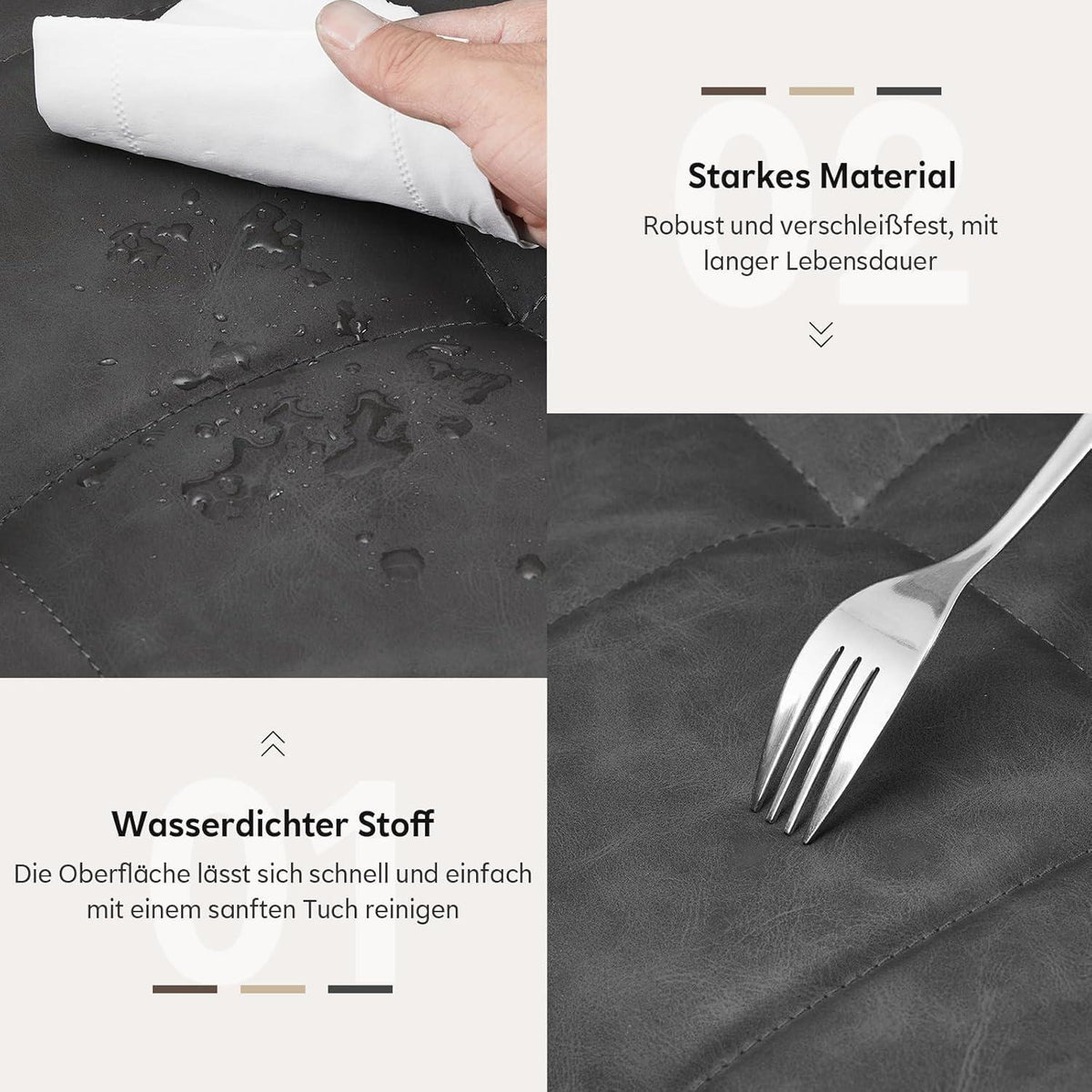 Drehbare Esszimmerstühle Grau 4er Set mit Armlehnen