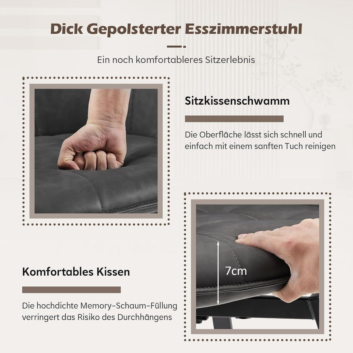 Drehbare Esszimmerstühle Grau 4er Set mit Armlehnen