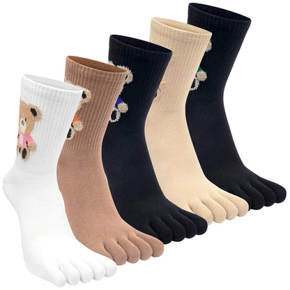 Damen Zehensocken Baumwolle Tier Cartoon – 5er Pack (35-40)