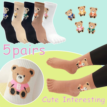 Damen Zehensocken Baumwolle Tier Cartoon – 5er Pack (35-40)