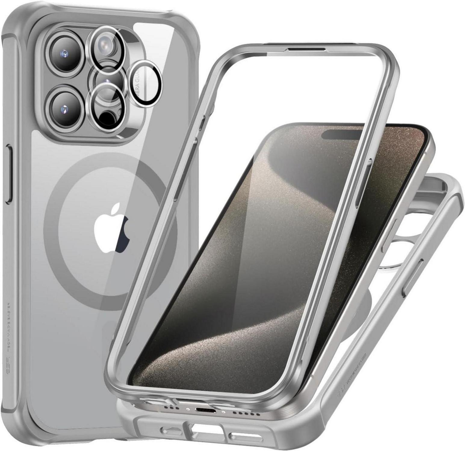ESR iPhone 15 Pro Max Hülle MagSafe 360 Grad Militärnorm Grau