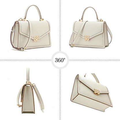Umhängetasche Damen Leder Beige mit abnehmbarem Gurt