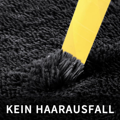 Grauer Hochflor Teppich 200x300 – Waschbar & Rutschfest für Wohnzimmer