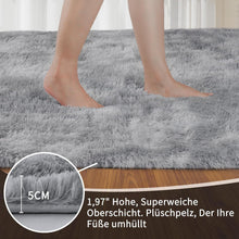 Hochflor Teppich Grau 240x300 – Flauschiger Wohnzimmerteppich Waschbar