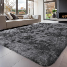 Großer Grauer Hochflor Teppich 160x230 Waschbar Rutschfest und