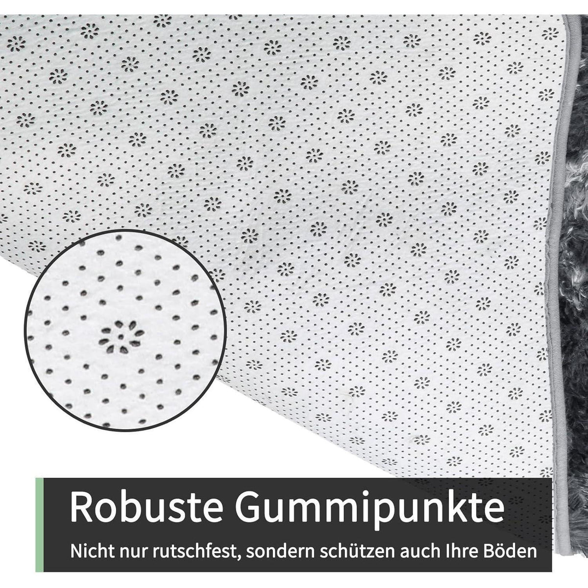 Hochflor Teppich Grau 240x300 – Flauschiger Wohnzimmerteppich Anti-Rutsch