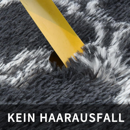 Hochflor Teppich Grau 240x300 – Flauschiger Wohnzimmerteppich Anti-Rutsch