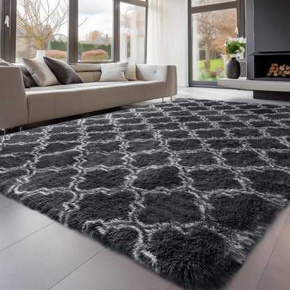Grauer Hochflor Teppich 160x230 – Waschbar & Rutschfest