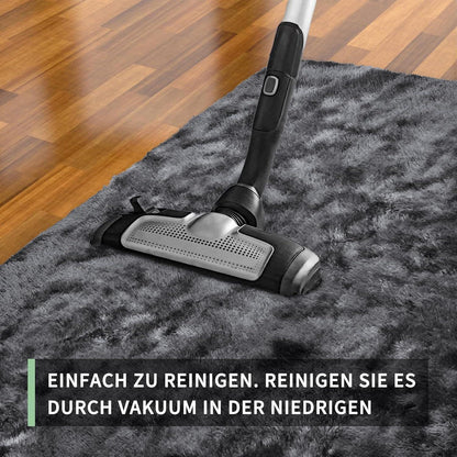 Grauer Hochflor Teppich 240x340 – Flauschiger Wohnzimmerteppich Waschbar